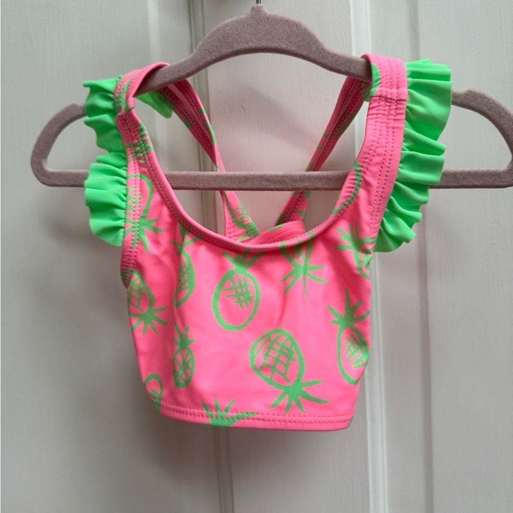 NWOT Okie Dokie 2T Girls Pink & Green Pineapple Bathingsuit Top Bikini - Picture 1 of 5